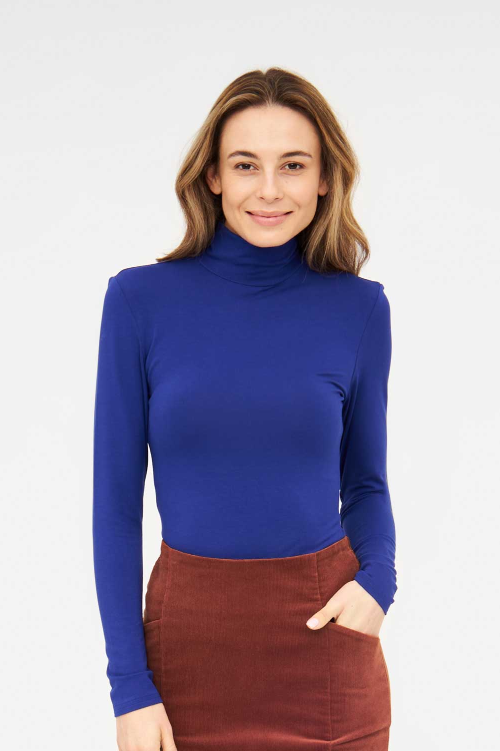 Widda Damen vegan Top Rollkragenpullover Neo Kobaltblau