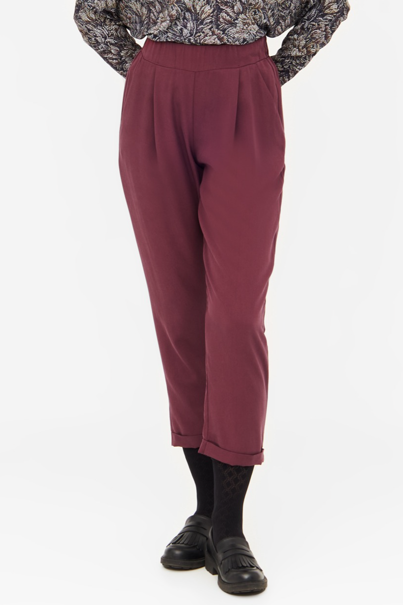 Widda Damen vegan Hose Plissee Jupp Burgundy