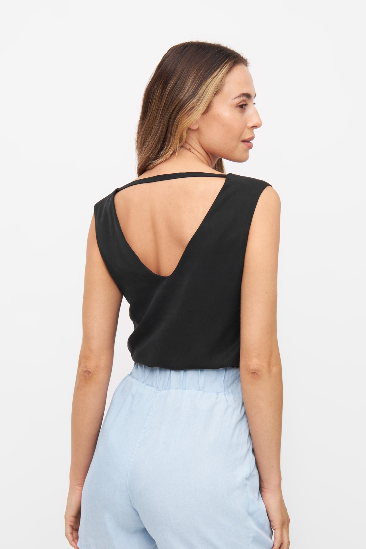 Widda Damen vegan Bluse Vau Schwarz