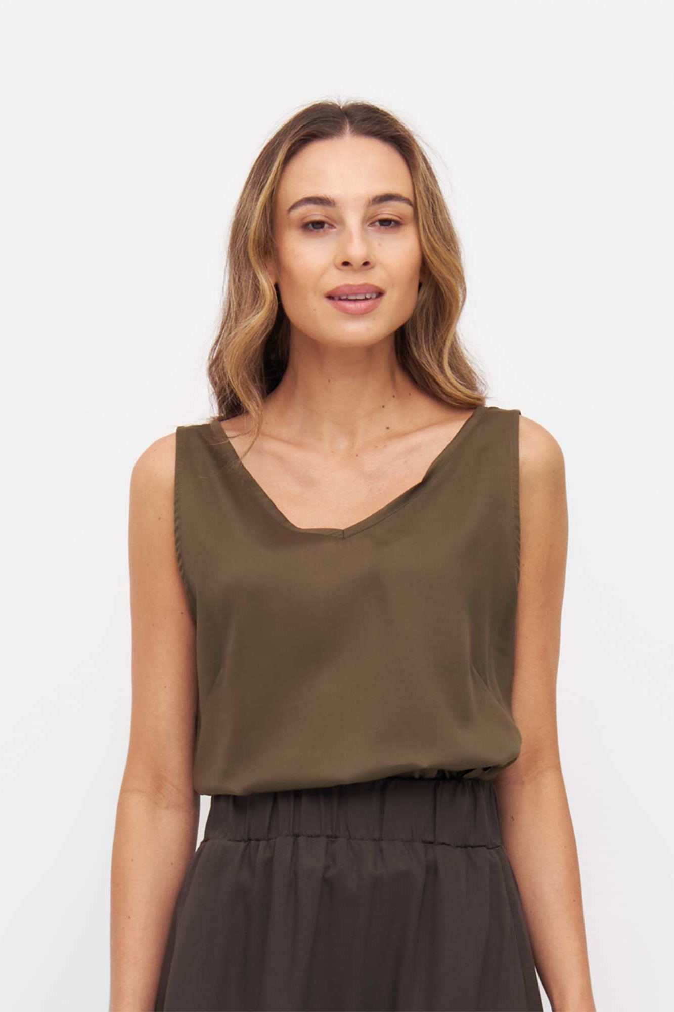 Widda Damen vegan Bluse Vau Olive