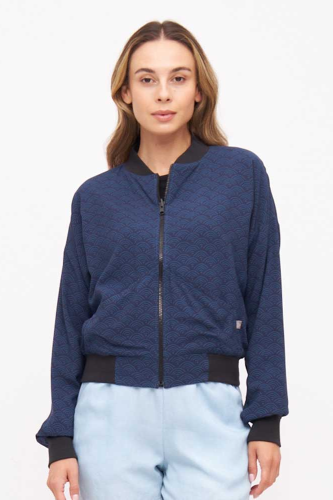 Image of Widda dames vegan Bomberjack Met Omkeerbare Turner-Afbeelding/Blauw