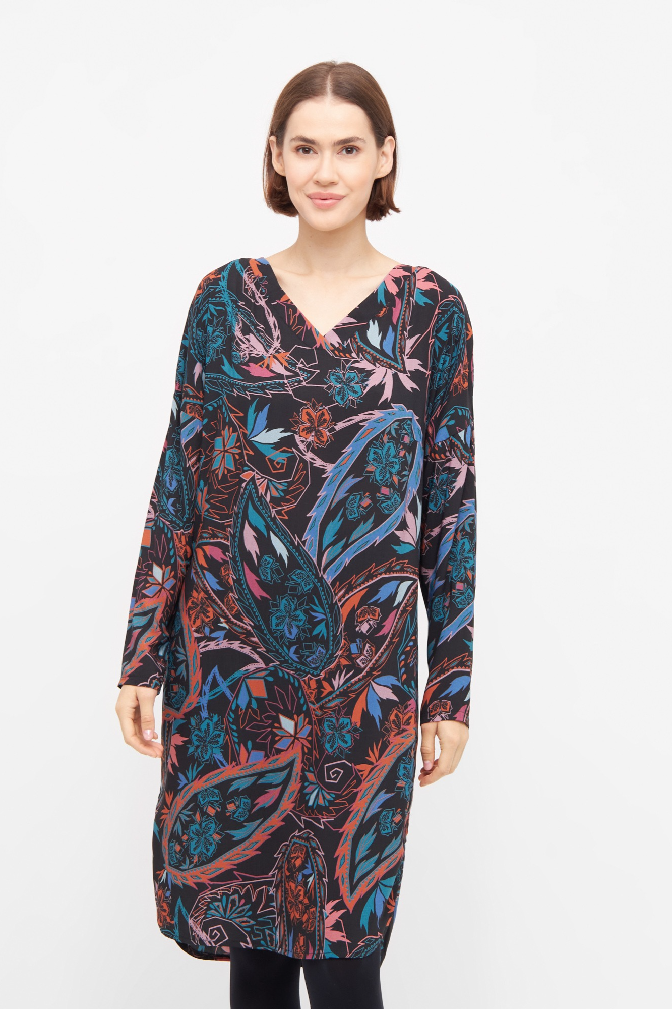 Widda Damen vegan Bluse Tunika Joni Paisley-Muster Mehrfarbig