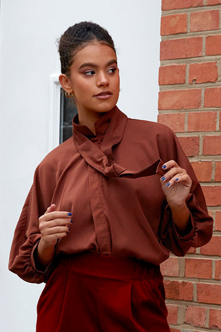 Widda Damen vegan Bluse Mavis Rostrot