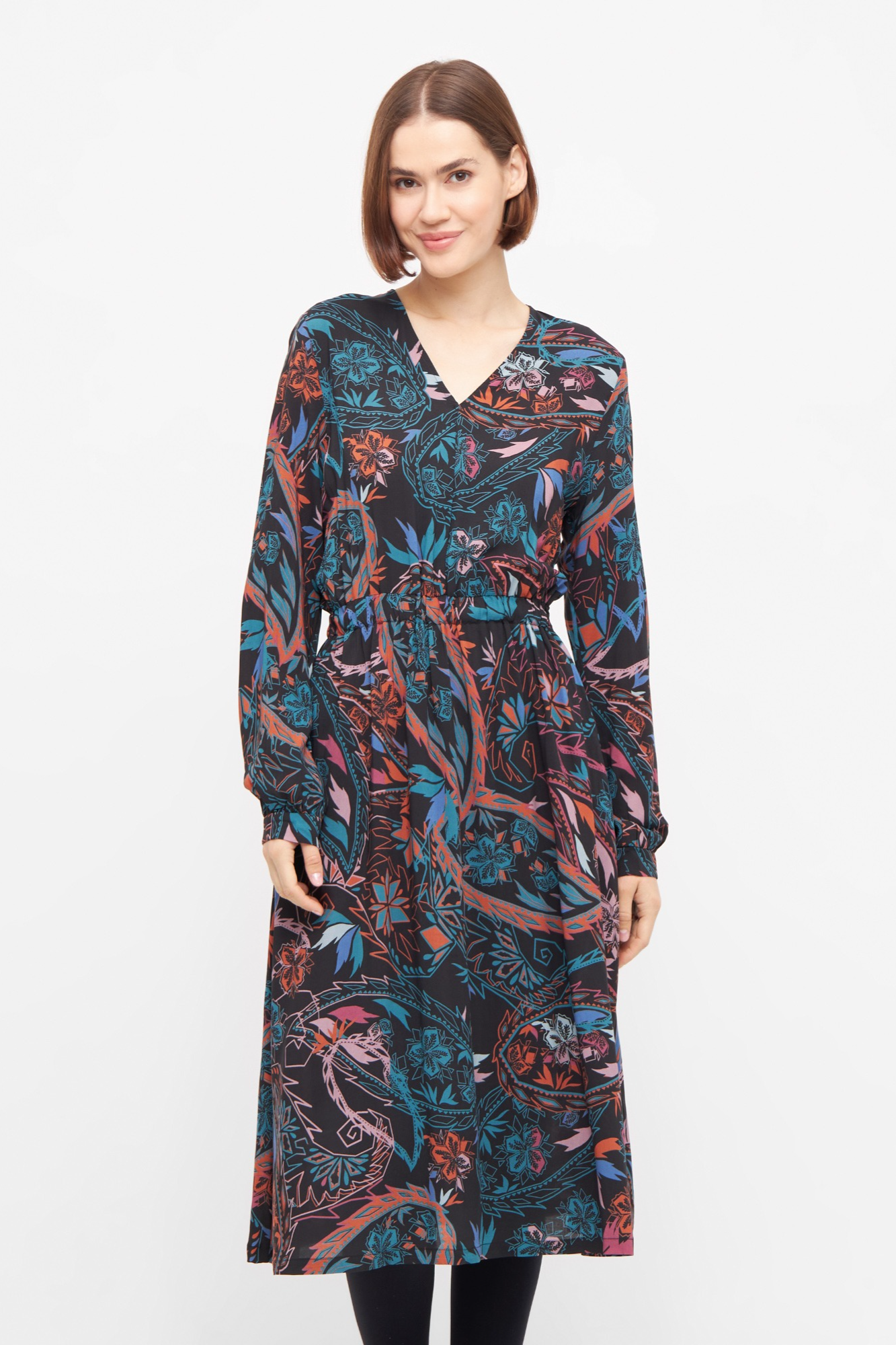 Widda Damen vegan Kleid Varbo Paisleymuster Multicolor