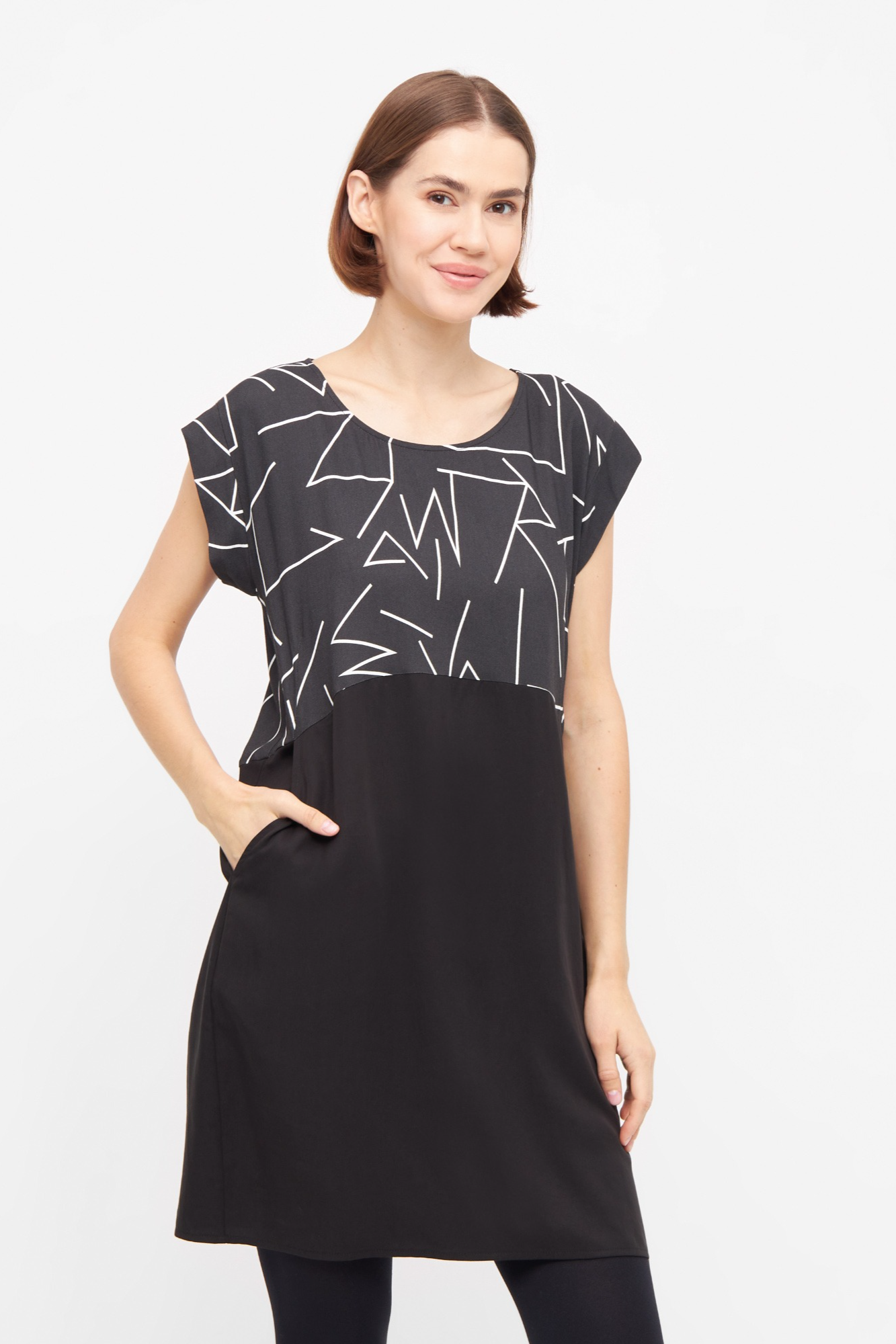 Widda Damen vegan Kleid Too Lines Schwarz/WeiÃŸ