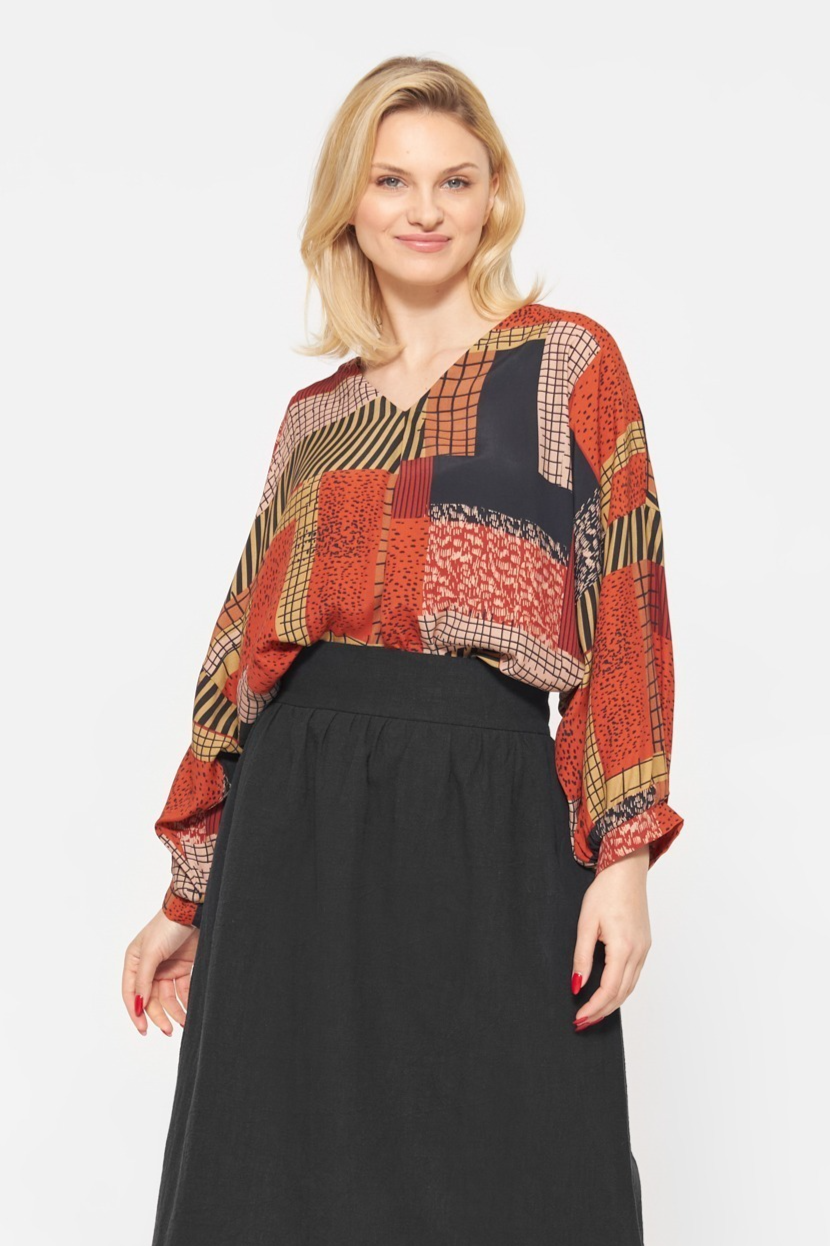Widda Damen vegan Bluse Mava Mit Ethnischem Druck
