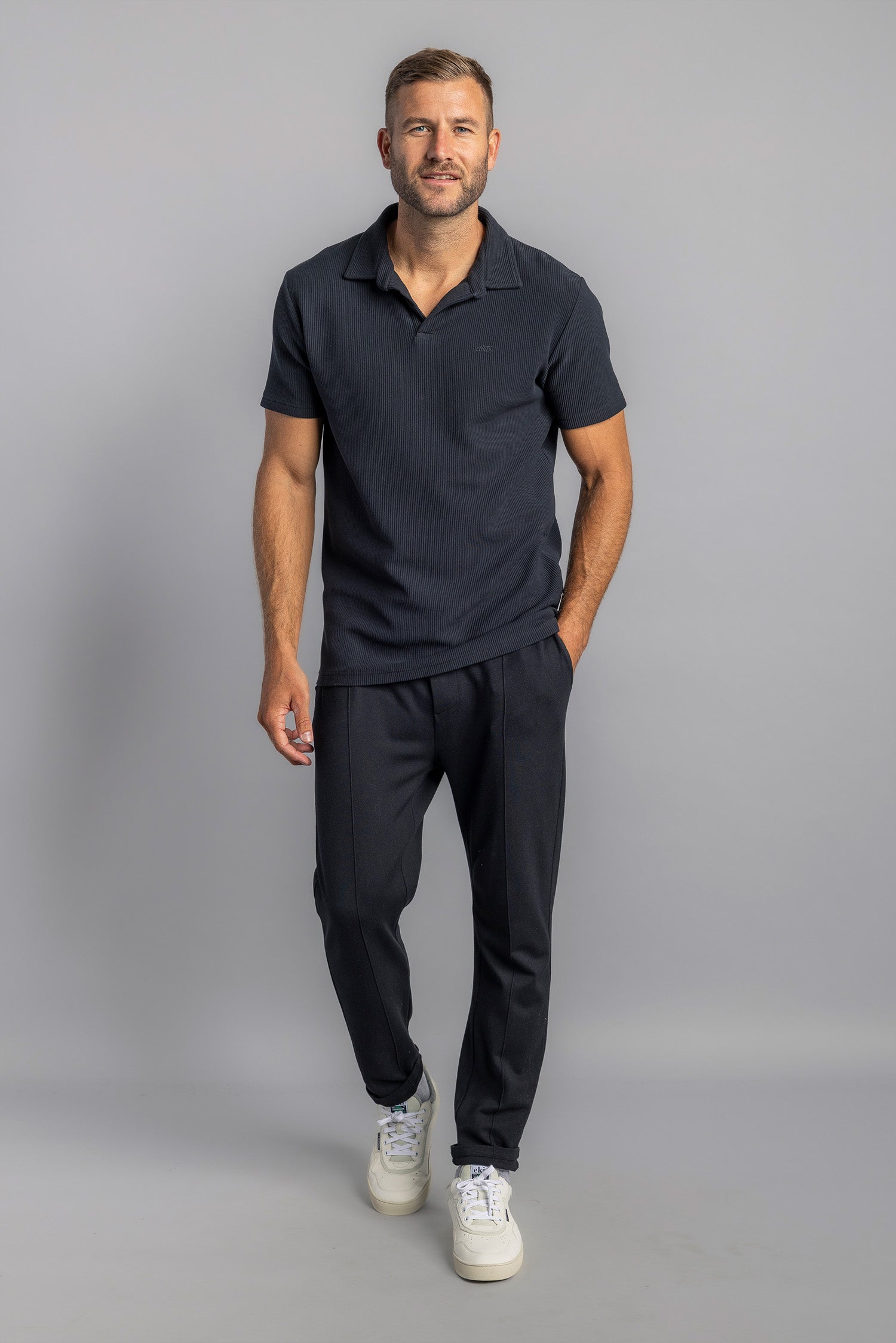 DIRTS men vegan Polo Shirt Ottoman Ash Black