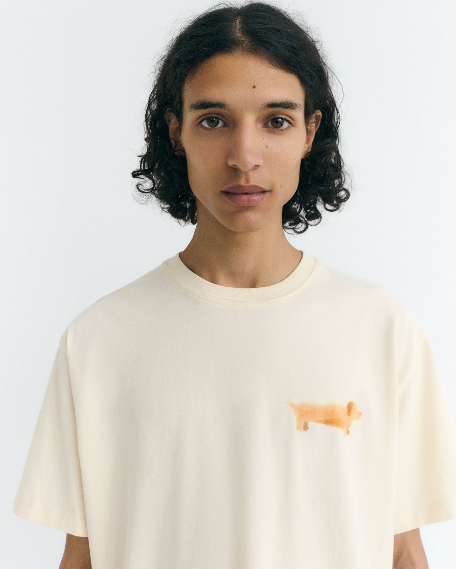 104715 - Thinking MU Herren vegan T-Shirt Aaron Dackel Hund Front Grafik WeiÃŸ