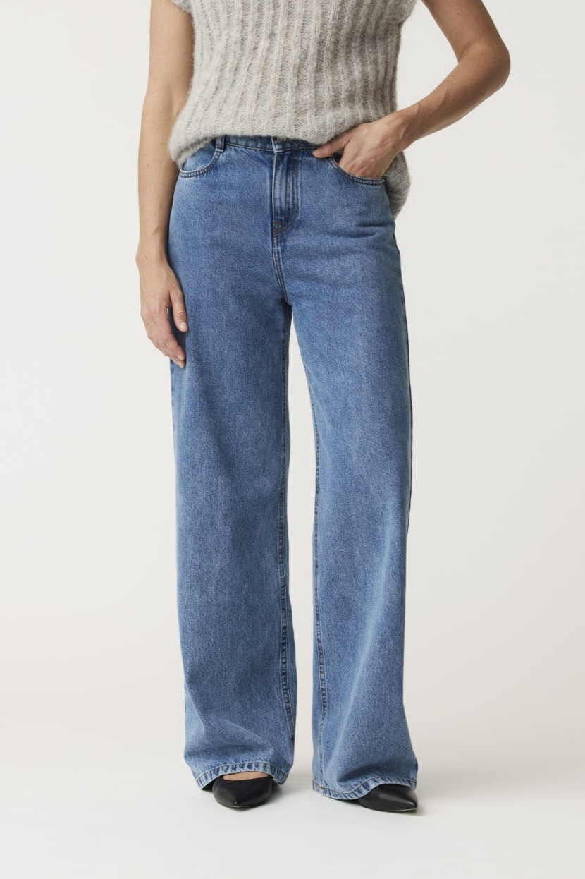 Alchemist Damen vegan Hose Denim Wide Leg Star Mid Blue Vintage