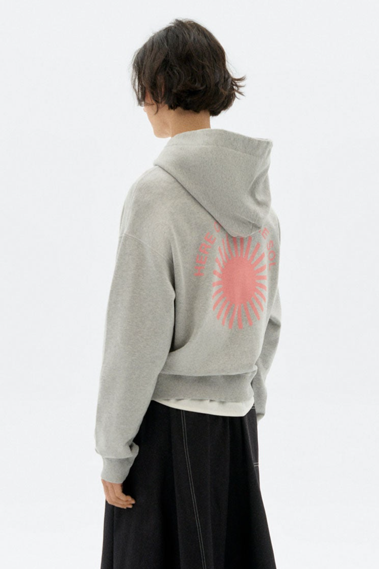 Thinking mu Damen vegan Hoodie Valeria Retro Rosa Sonne Grau