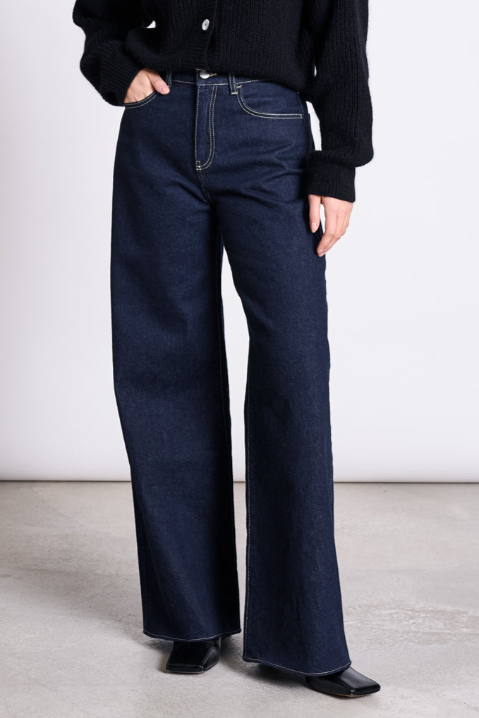 Image of JAN 'N JUNE dames vegan Jeans Wijde Pijpen Tacna Donkerblauw