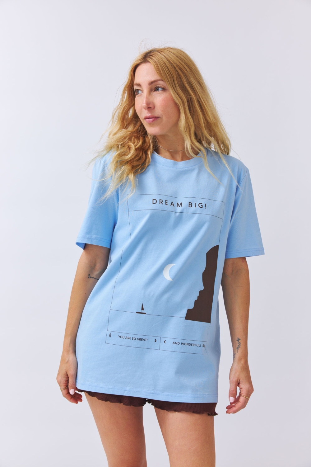 BaÃ¬ge the Label Damen vegan T-Shirt Dream Big Baby Blau