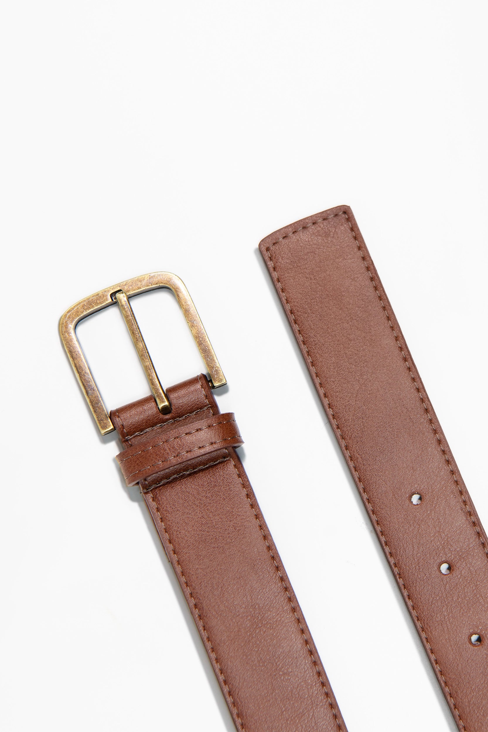 Green Laces men vegan Belt Bo Chestnut/Brass