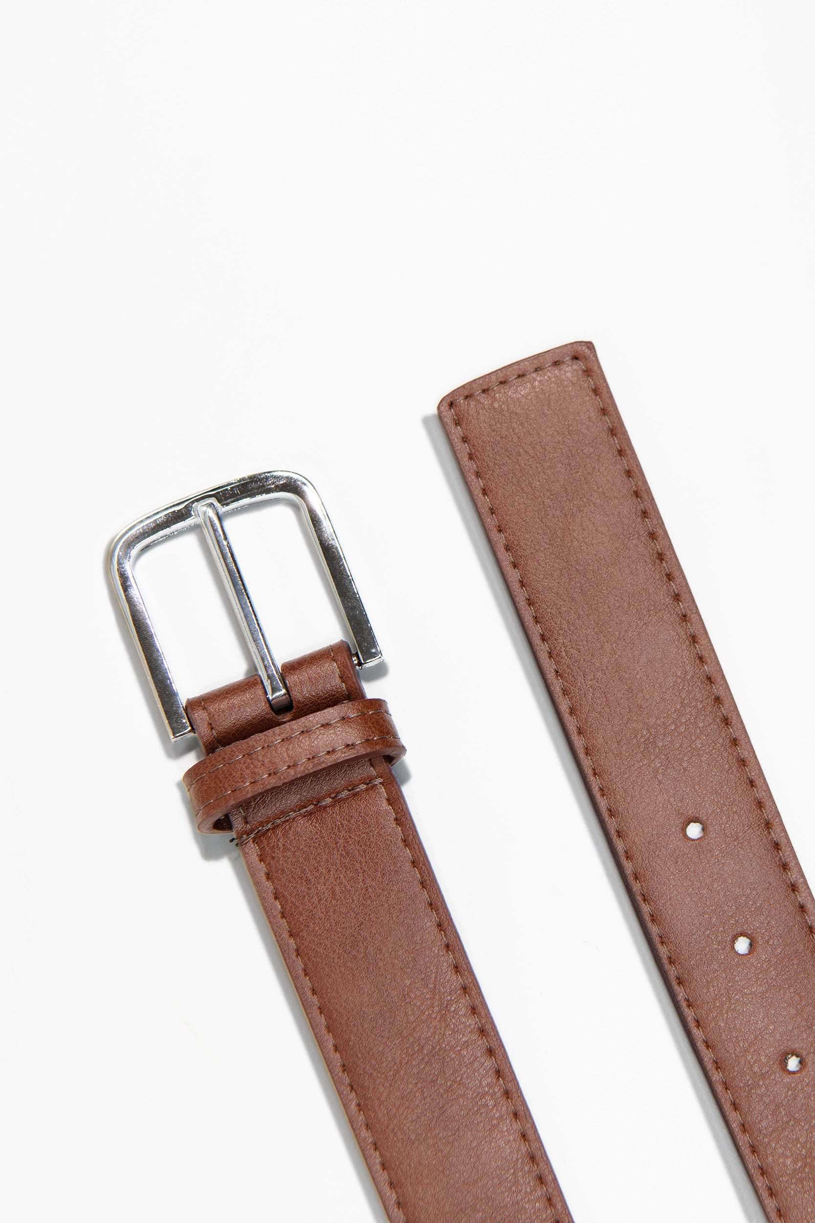 Green Laces men vegan Belt Bo Chestnut/Silver