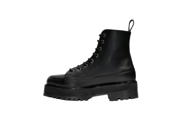 Green Laces men vegan Boots Chunky Lace-Up Nour Black