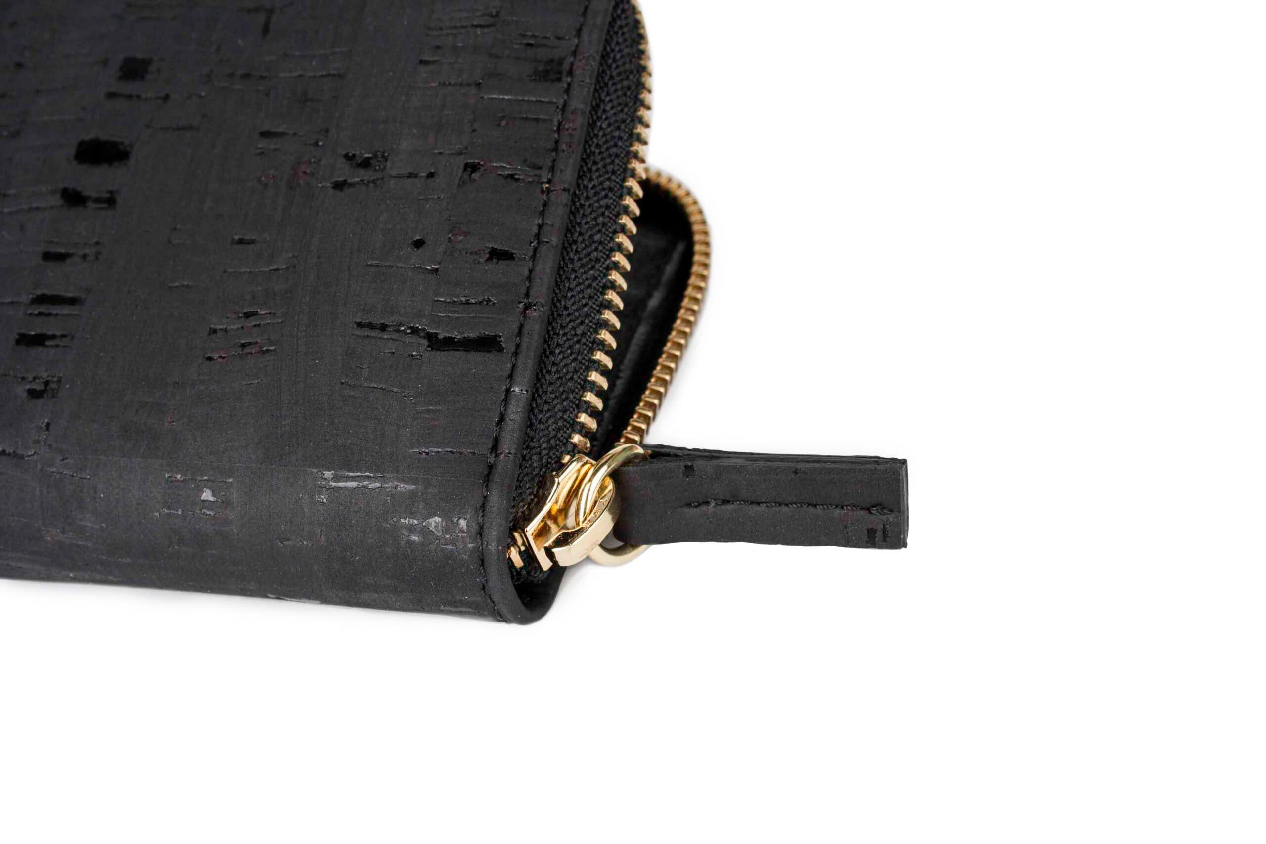 Green Laces womens vegan Wallet Black Cork