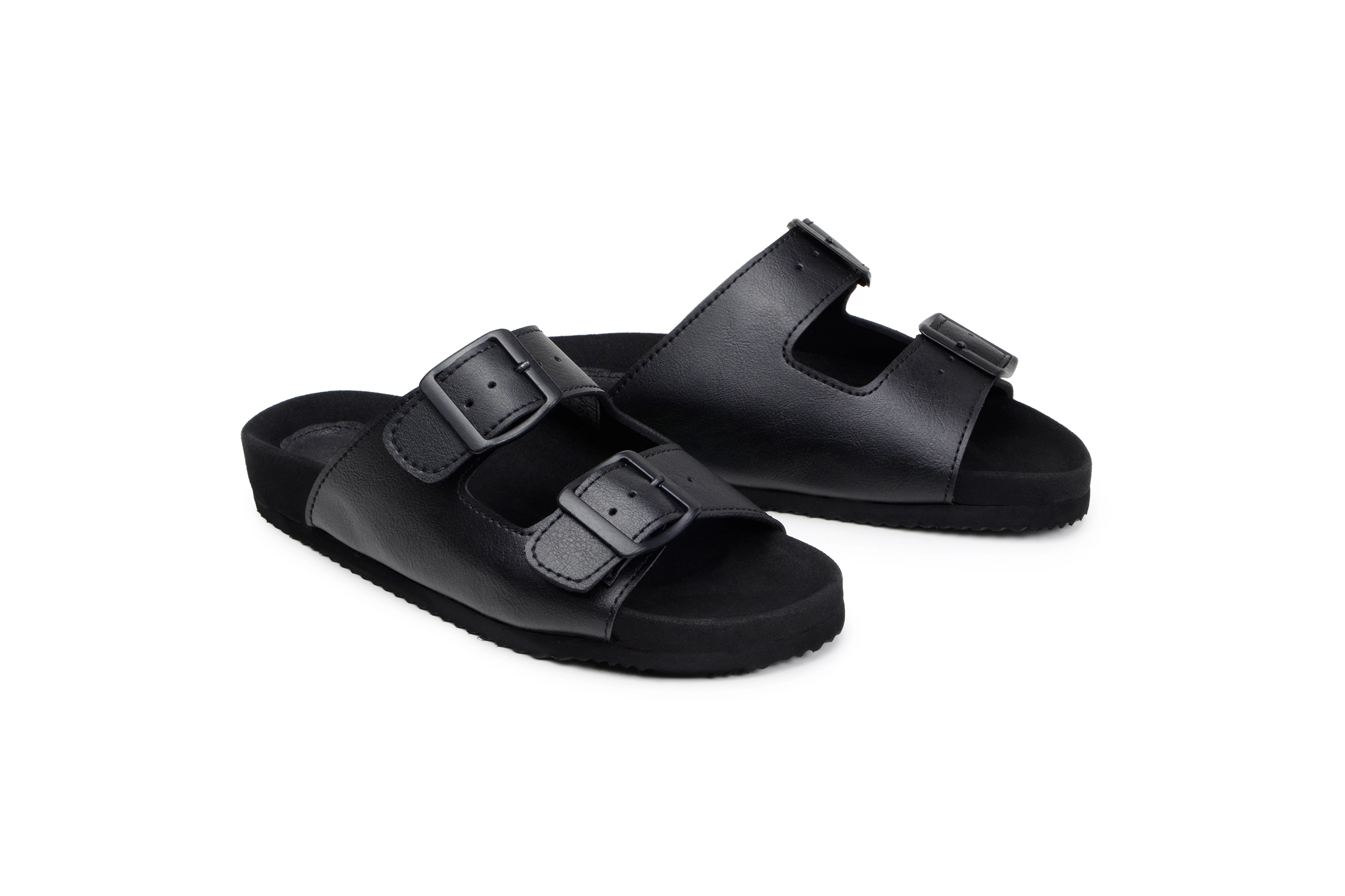 Green Laces men vegan Sandals Two Strap Truda Black