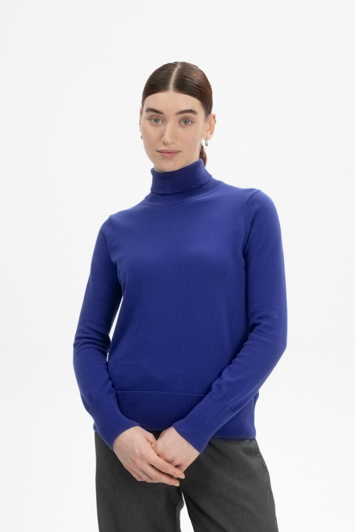 MELA Damen vegan Strickpullover Rollkragenpullover Mayura Bold Blue