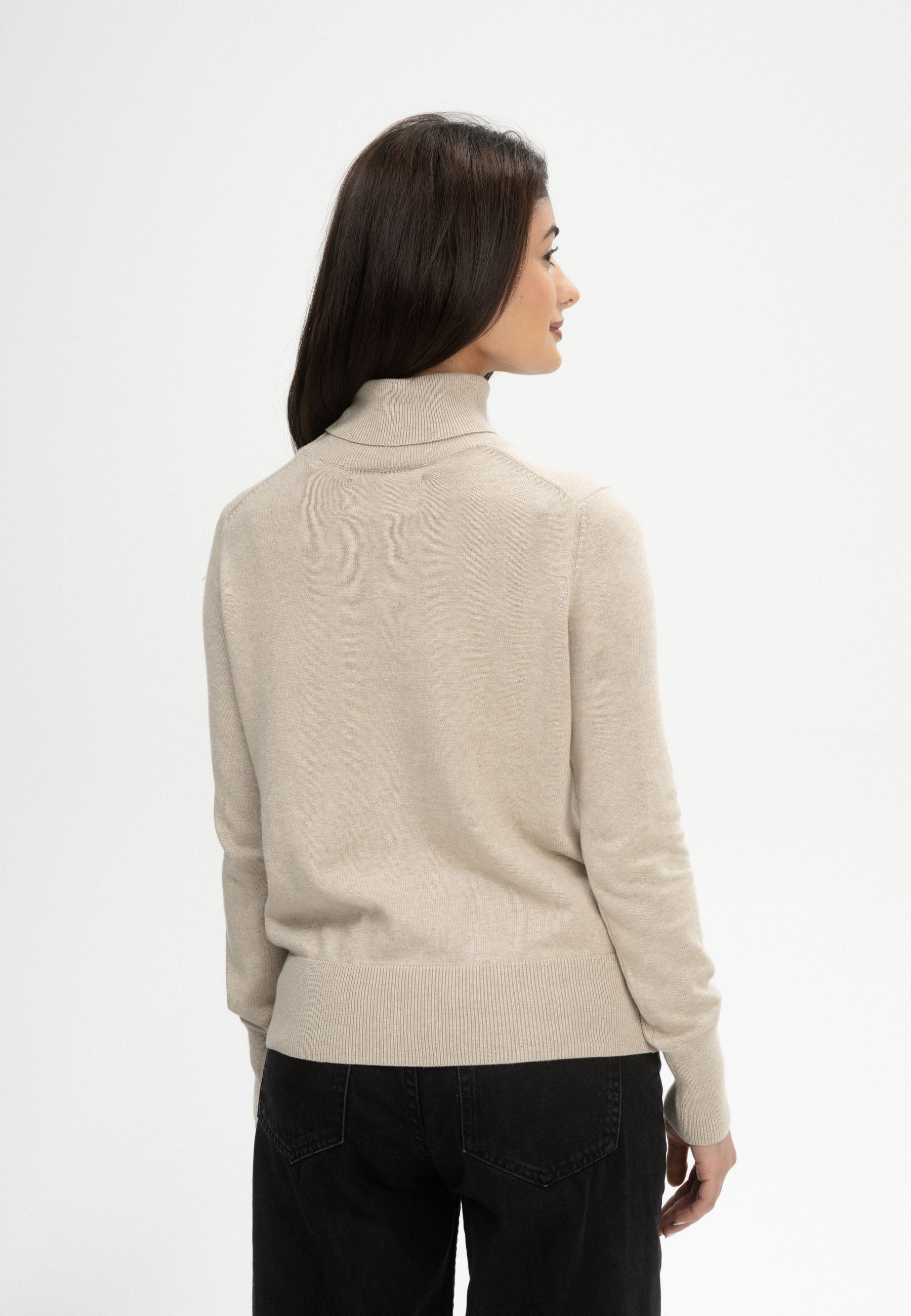 MELA womens vegan Knit Sweater Turtleneck Mayura Pebble Melange