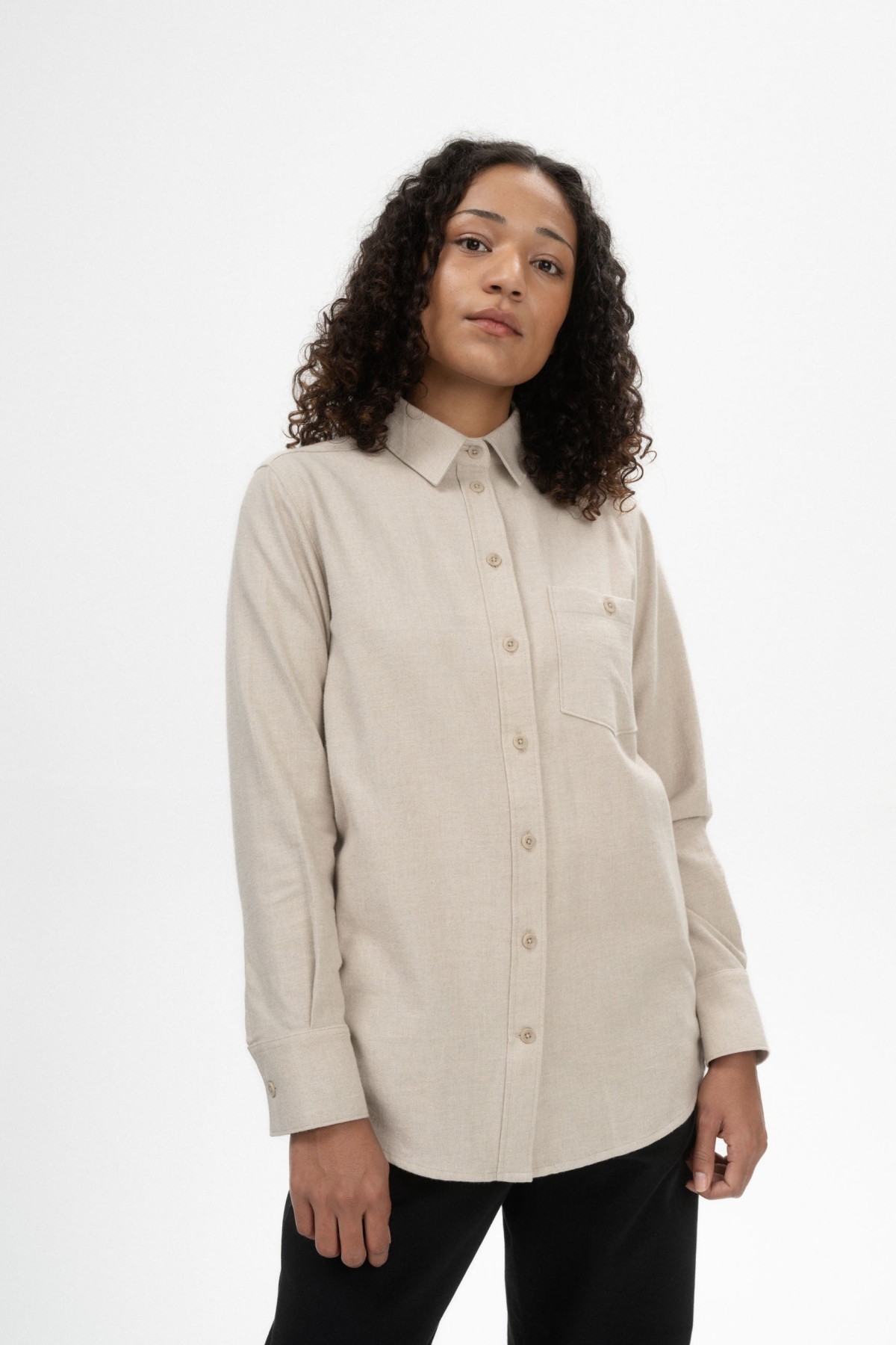 Image of MELA dames vegan Shirt Flanel Akhela Birch Melange