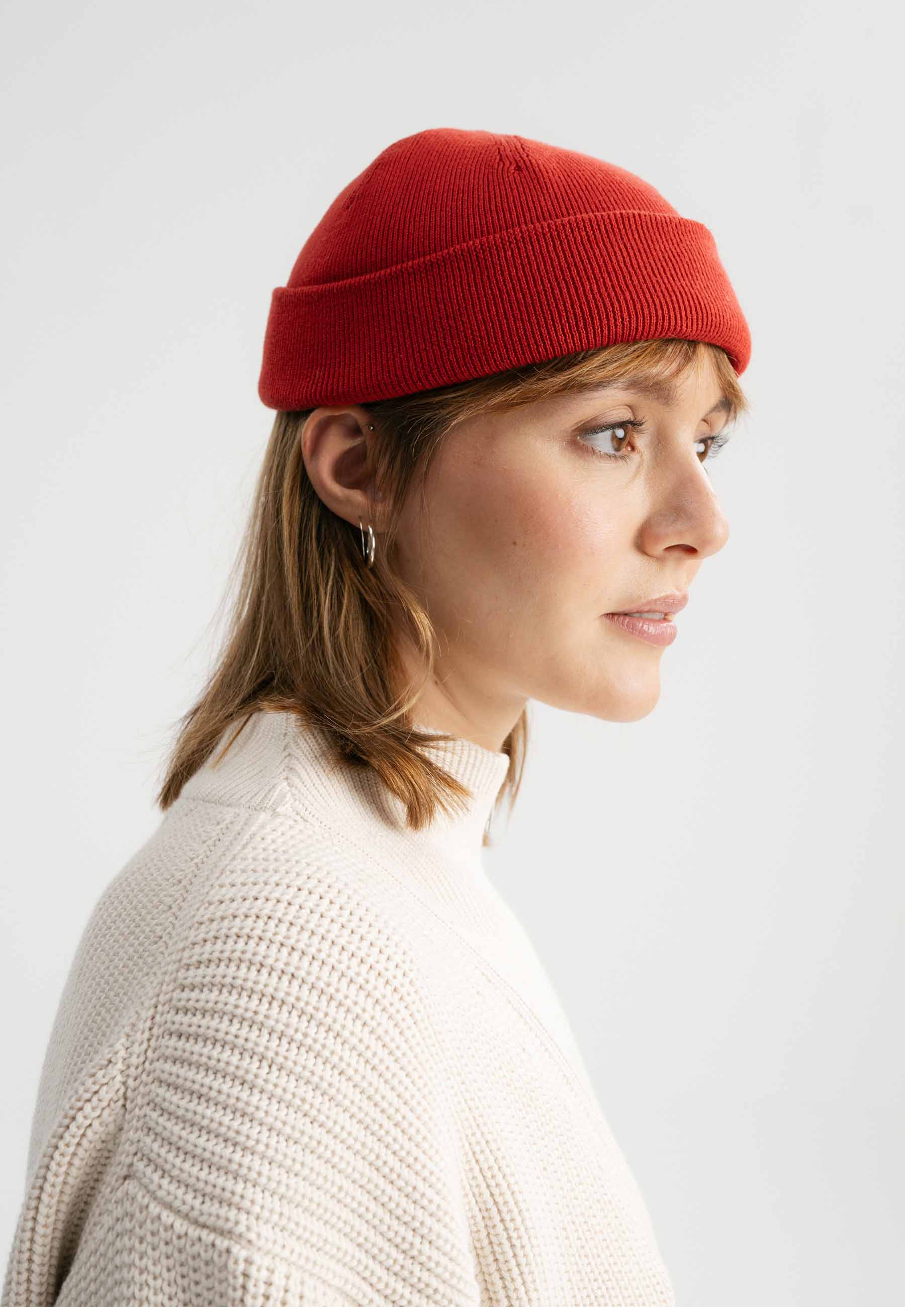 Deep Red Knitted Beanie Cloud Beanie - Chili – Guest In Residence main image 3