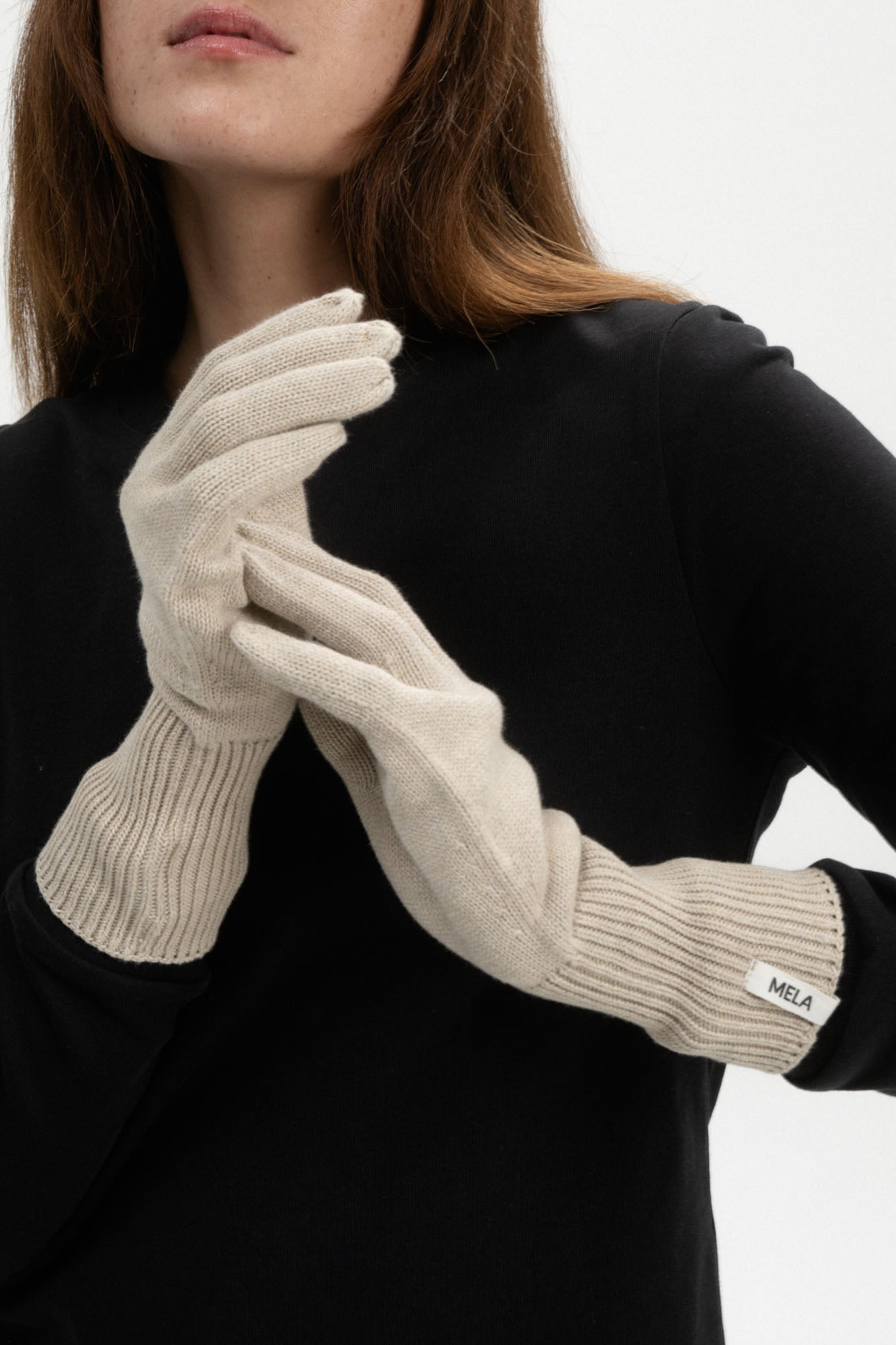 MELA men vegan Knitted Gloves Rishi Pebble Melange