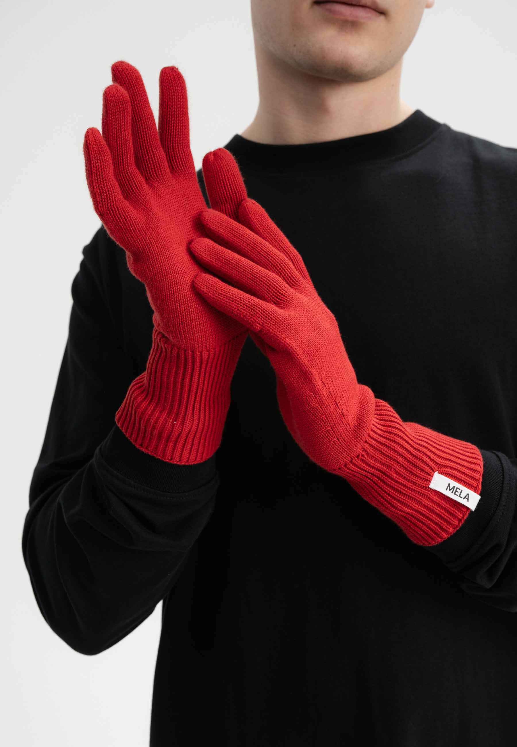 MELA men vegan Knitted Gloves Rishi Pomegranate Red