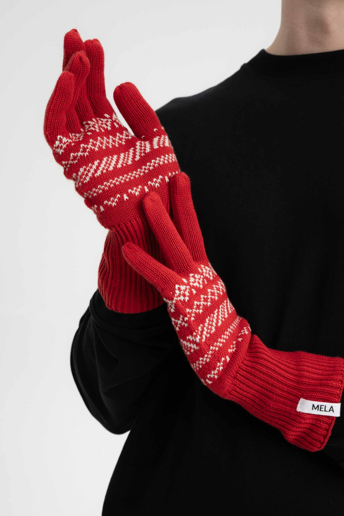 MELA men vegan Knitted Gloves Rishi Pomegranate Patterned