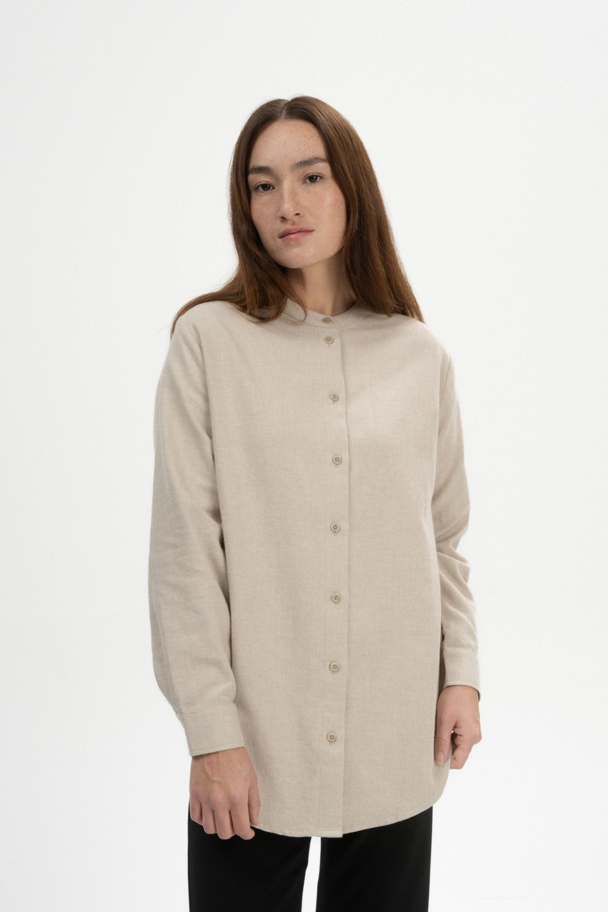 Image of MELA dames vegan Shirt Flannel Aaban Birch Melange