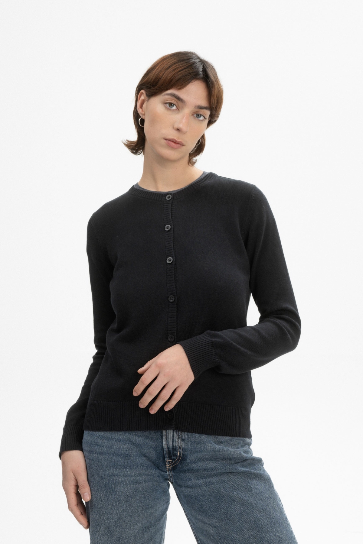 Image of MELA dames vegan Gebreid Vest Fijn Nameen Zwart