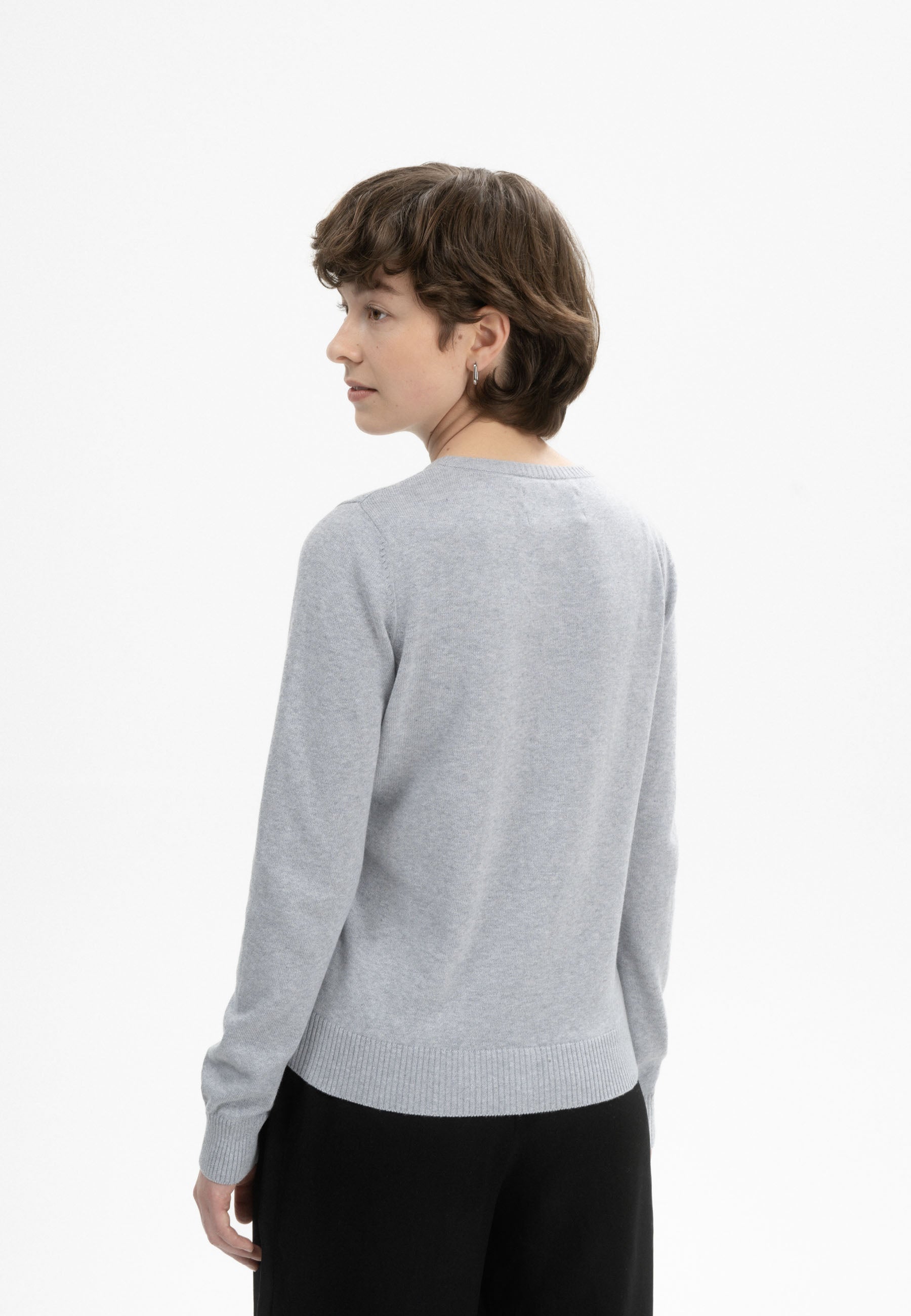 MELA womens vegan Knit Cardigan Fine Nameen Grey Melange