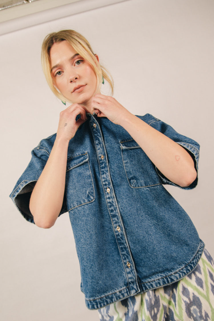 el.résidu Damen vegan Hemd Isa Blau