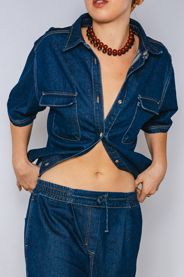 el.résidu Damen vegan Hemd Isa Dunkelblau