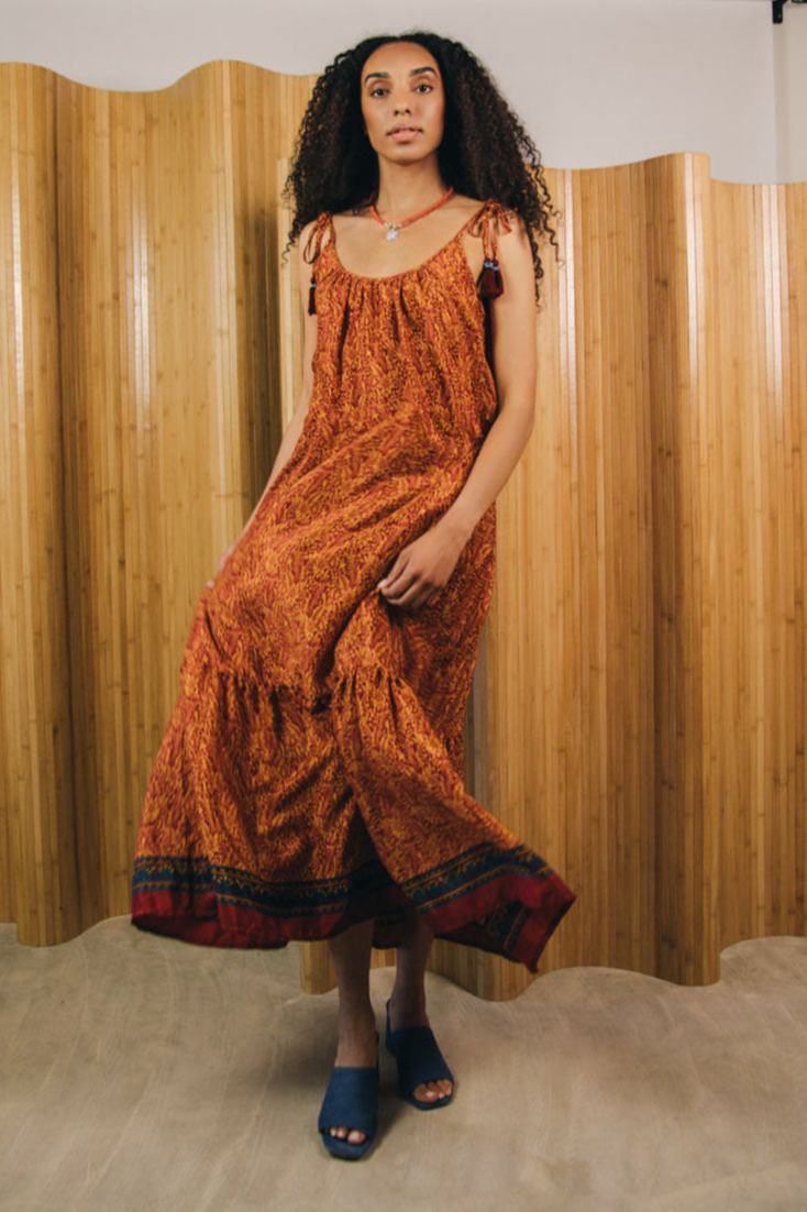 el.résidu Damen vegan Kleid Myra Dark Orange