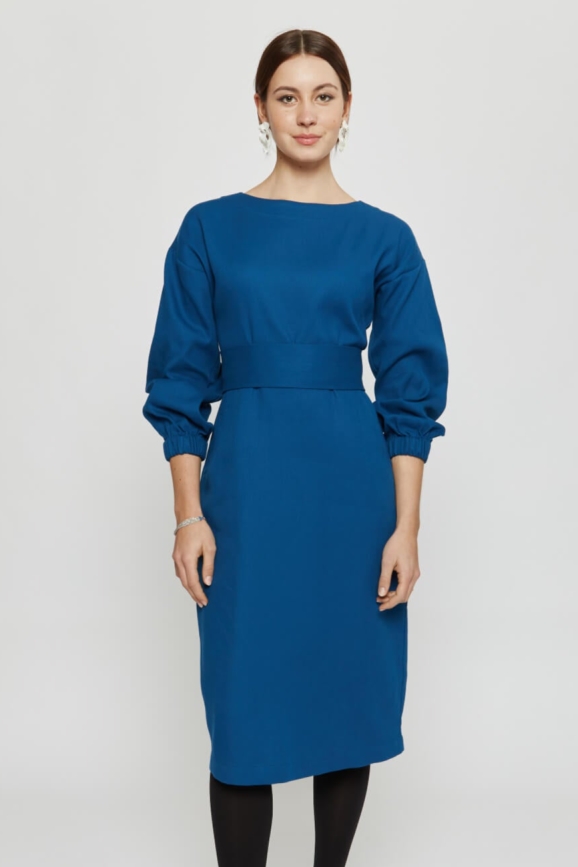 Image of AYANI dames vegan Jurk Stefanie Petrolblauw