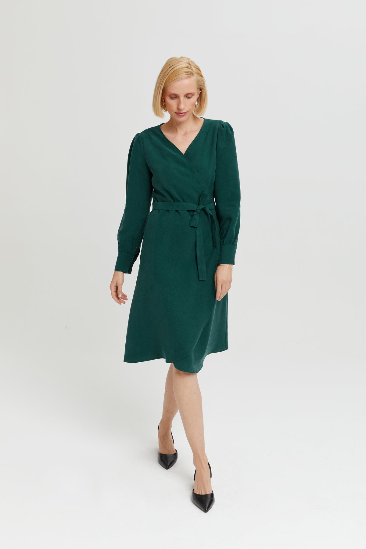 AYANI womens vegan Wrap Dress Sophie Forest Green