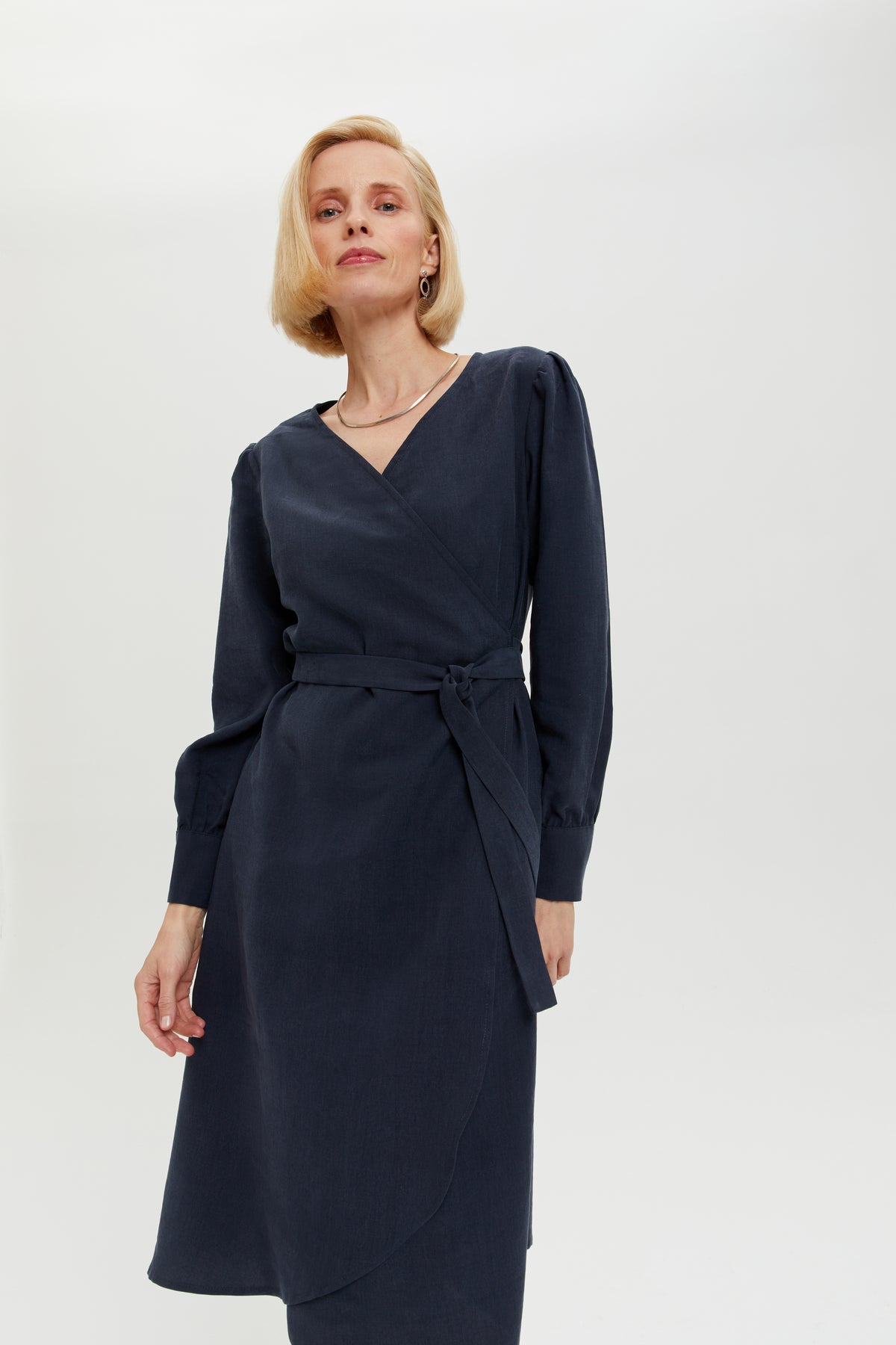 AYANI womens vegan Wrap Dress Sophie Dark Blue