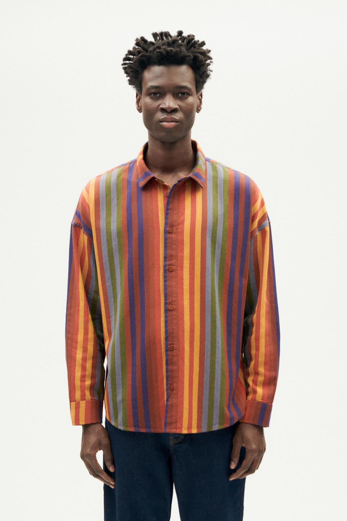Thinking mu Herren vegan Hemd Haru Gestreift Multicolor