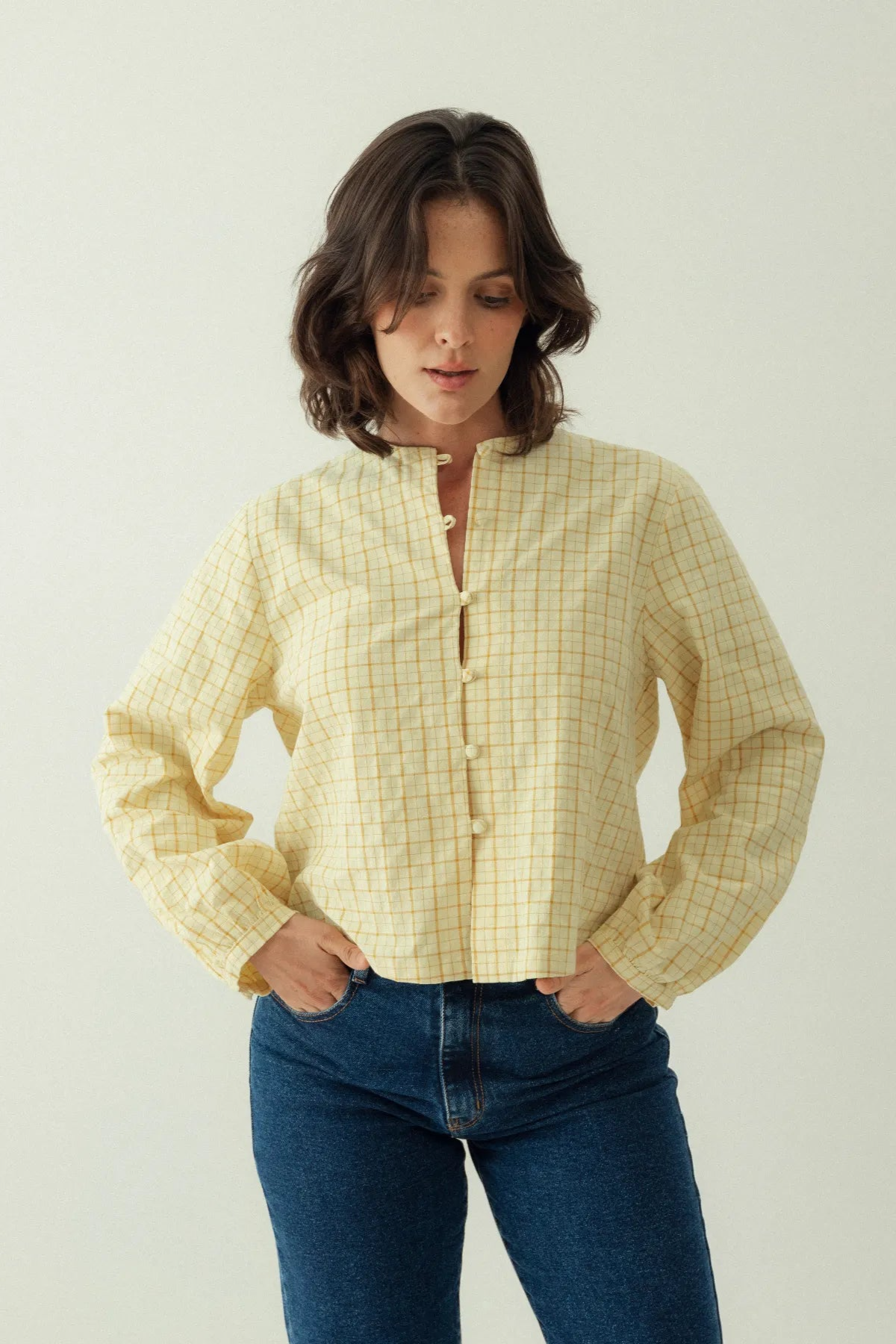 Clotsy Damen vegan Bluse Ane Gelb