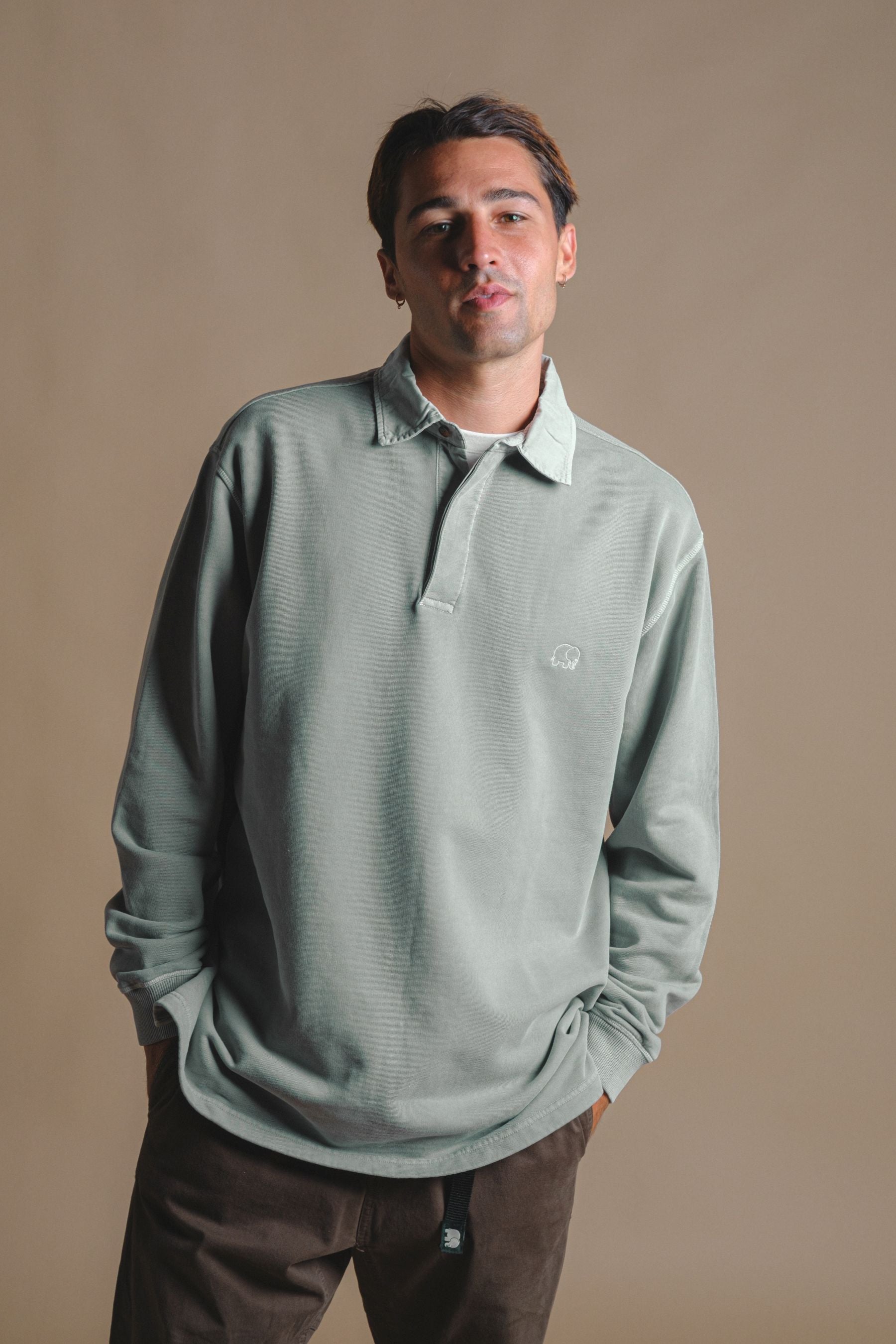 Image of Trendsplant mannen vegan Polo Trui Carvalho Pigment Zilvergroen