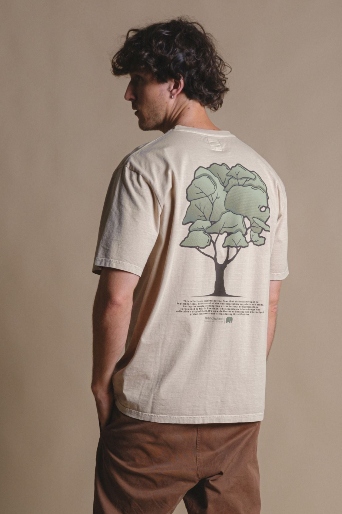 Trendsplant men vegan T-Shirt Pontido Pigment Eucalyptus Beige