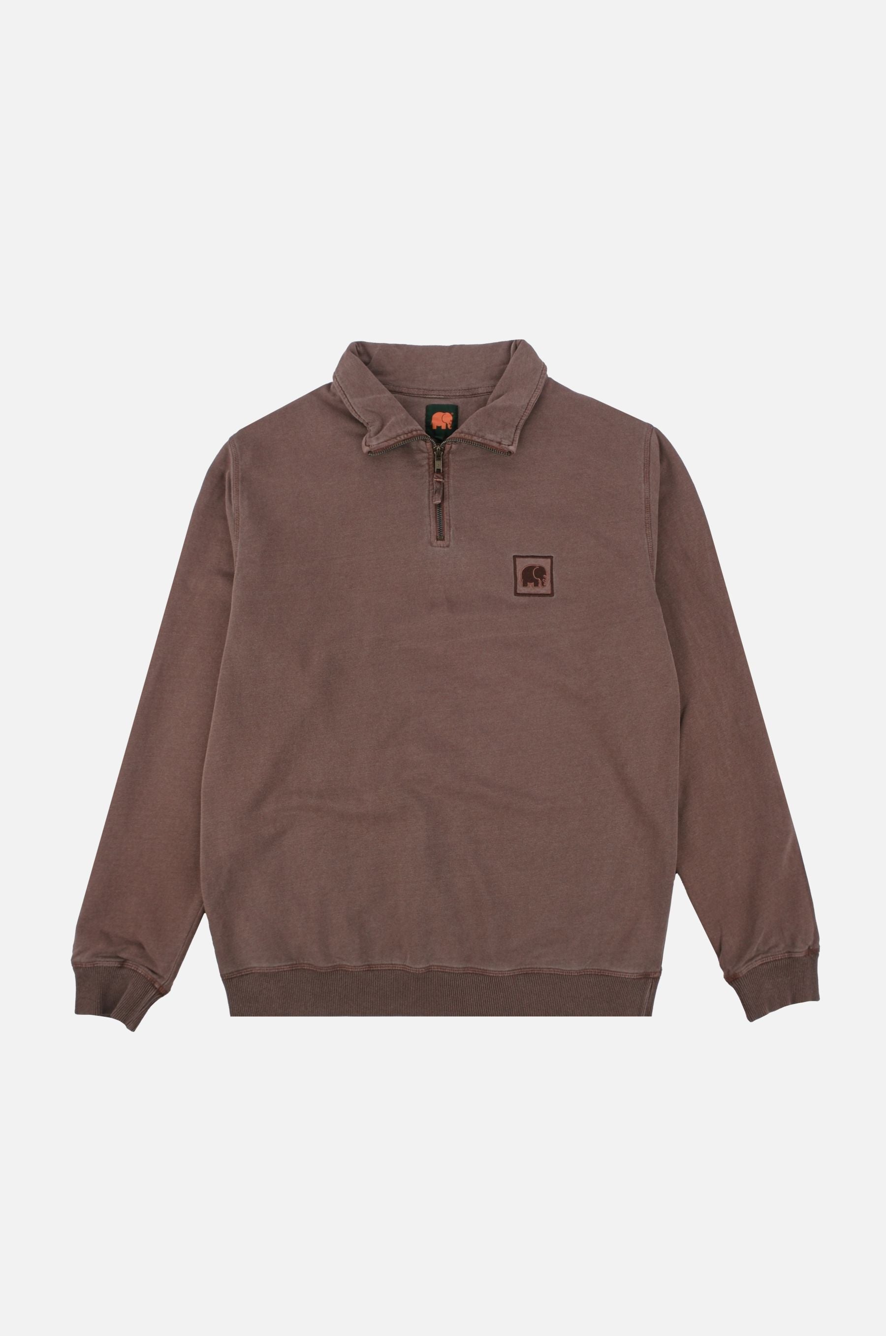 Trendsplant men vegan Sweater Quarter Zip Sauce Pigment Chestnut Brown