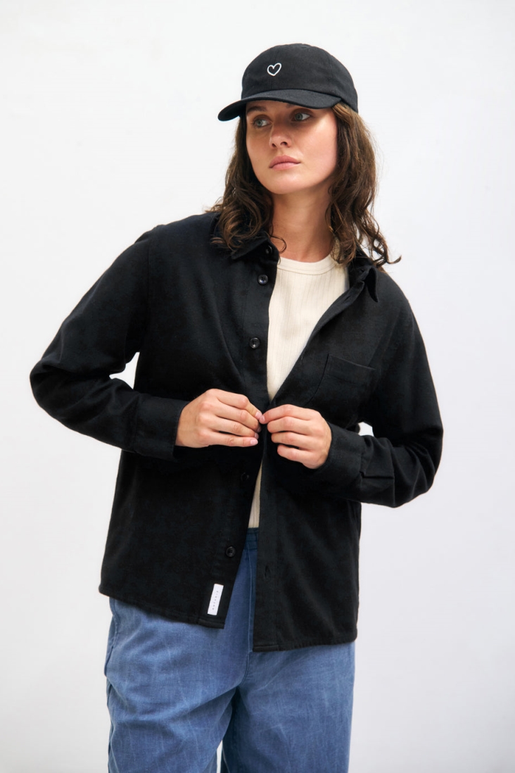 105491 - Damen vegan Hemd Flanell Schwarz