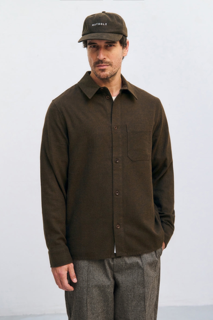 Rotholz Herren vegan Hemd Flanell Braun
