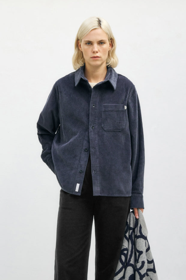 Image of Rotholz dames vegan Shirt Cord Blauw