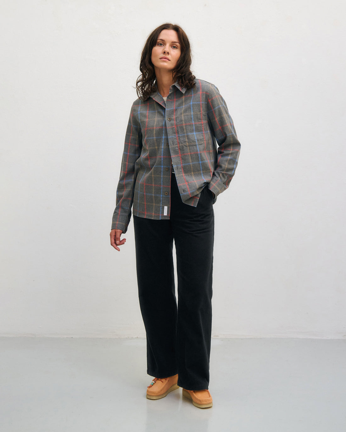 Rotholz womens vegan Shirt Check Grey