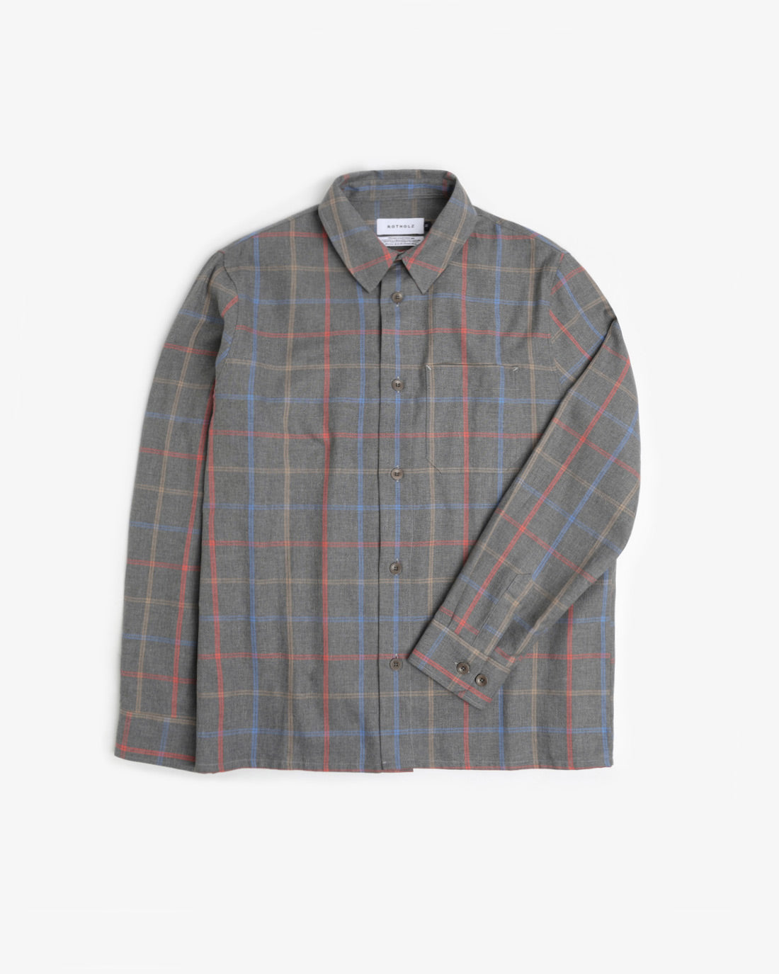 Rotholz men vegan Shirt Checked Grey
