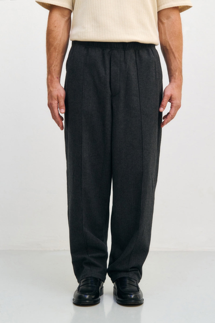 Image of Rotholz mannen vegan Broek Wijd Geplooid Herringbone Grijs