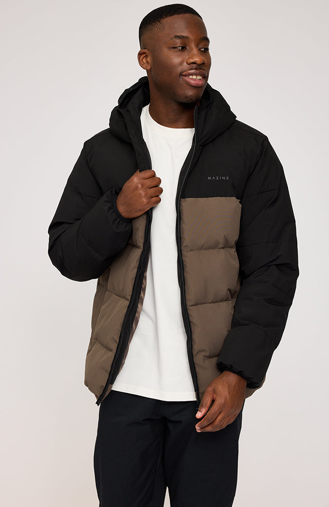 Mazine Herren vegan Pufferjacke Schwarz-Oliv