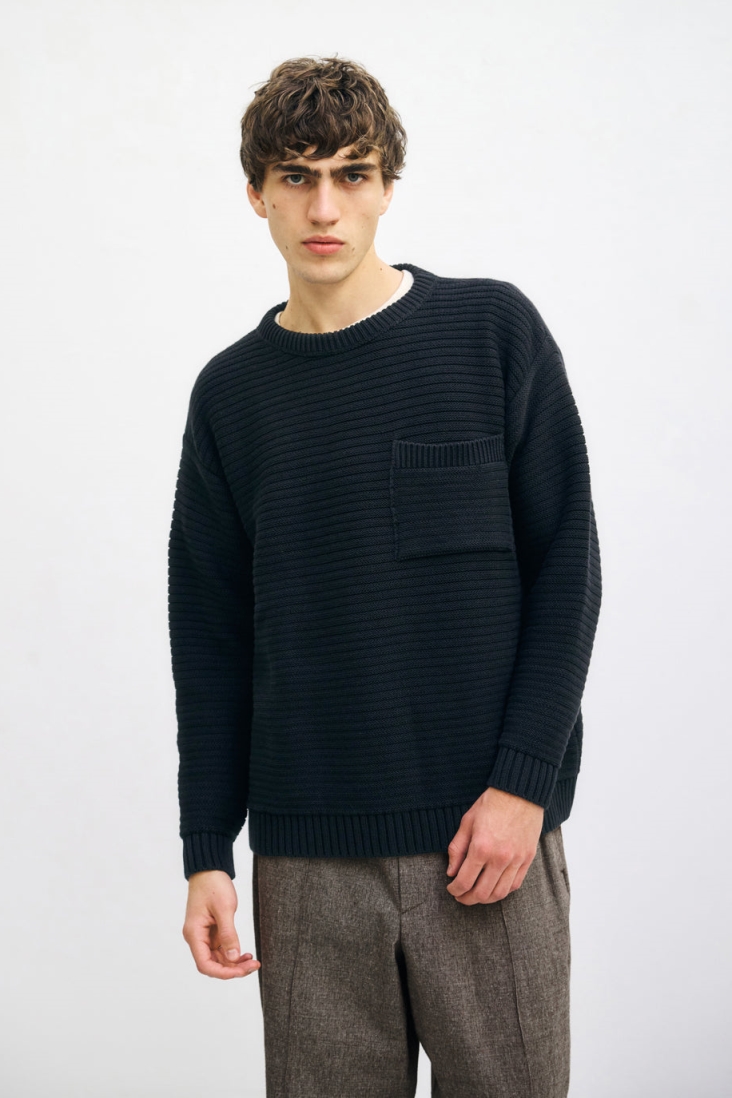 Image of Rotholz mannen vegan Gebreide Trui Geribbeld Zwart